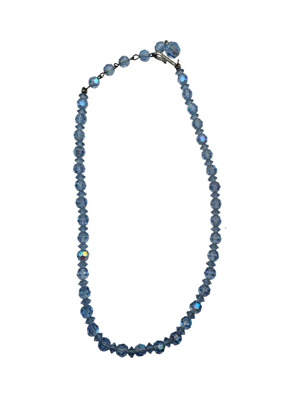 Vintage Coro Blue Aurora Borealis Graduated Crystal Choker Necklace 14"